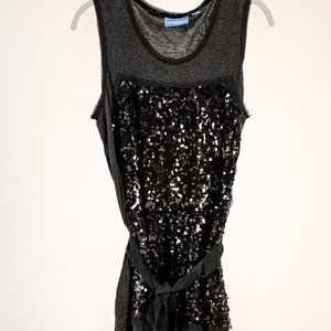Vera Wang XL sleeveless evening wear top with sequins and optional belt